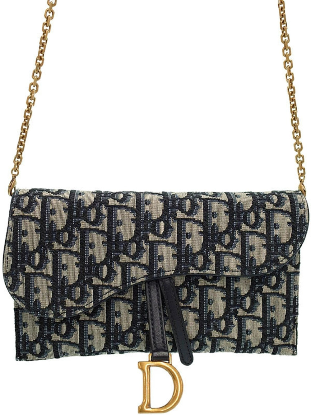 Christian Dior Oblique Saddle Wallet Chain